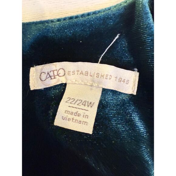 Y2K Cato 22/24W women green velvet wrap midi dress old money quiet luxury event - Picture 9 of 12
